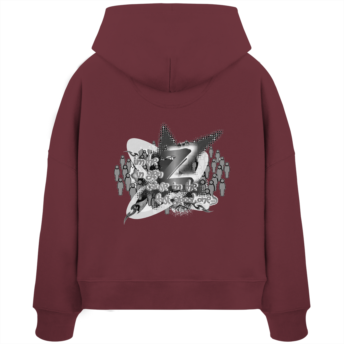 The Rebellion Z BASiCS - Felpa con cappuccio boxy da donna in cotone biologico