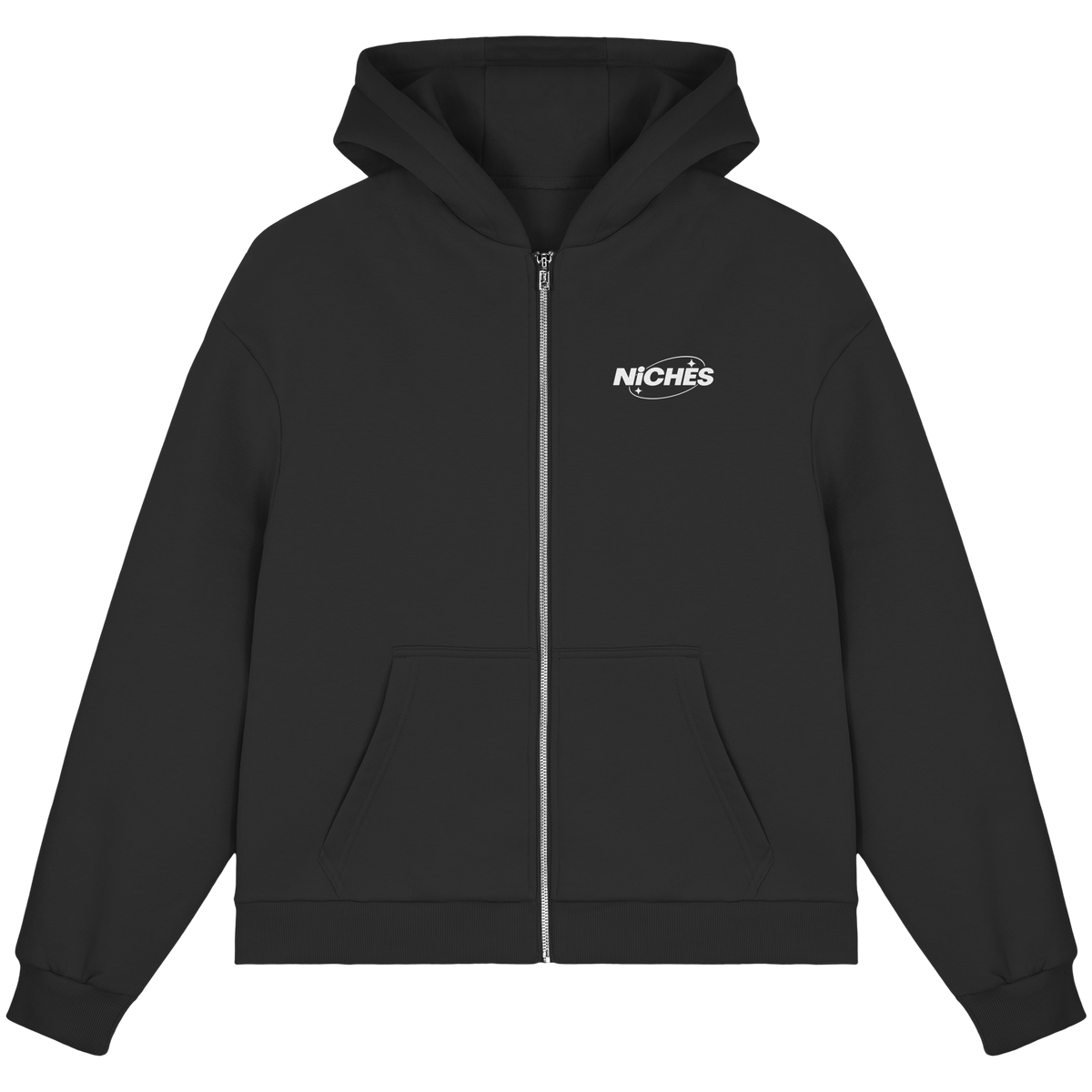 NiCHES - ESTILO BÁSICO - Sudadera con cremallera corte cuadrado y efecto afelpado