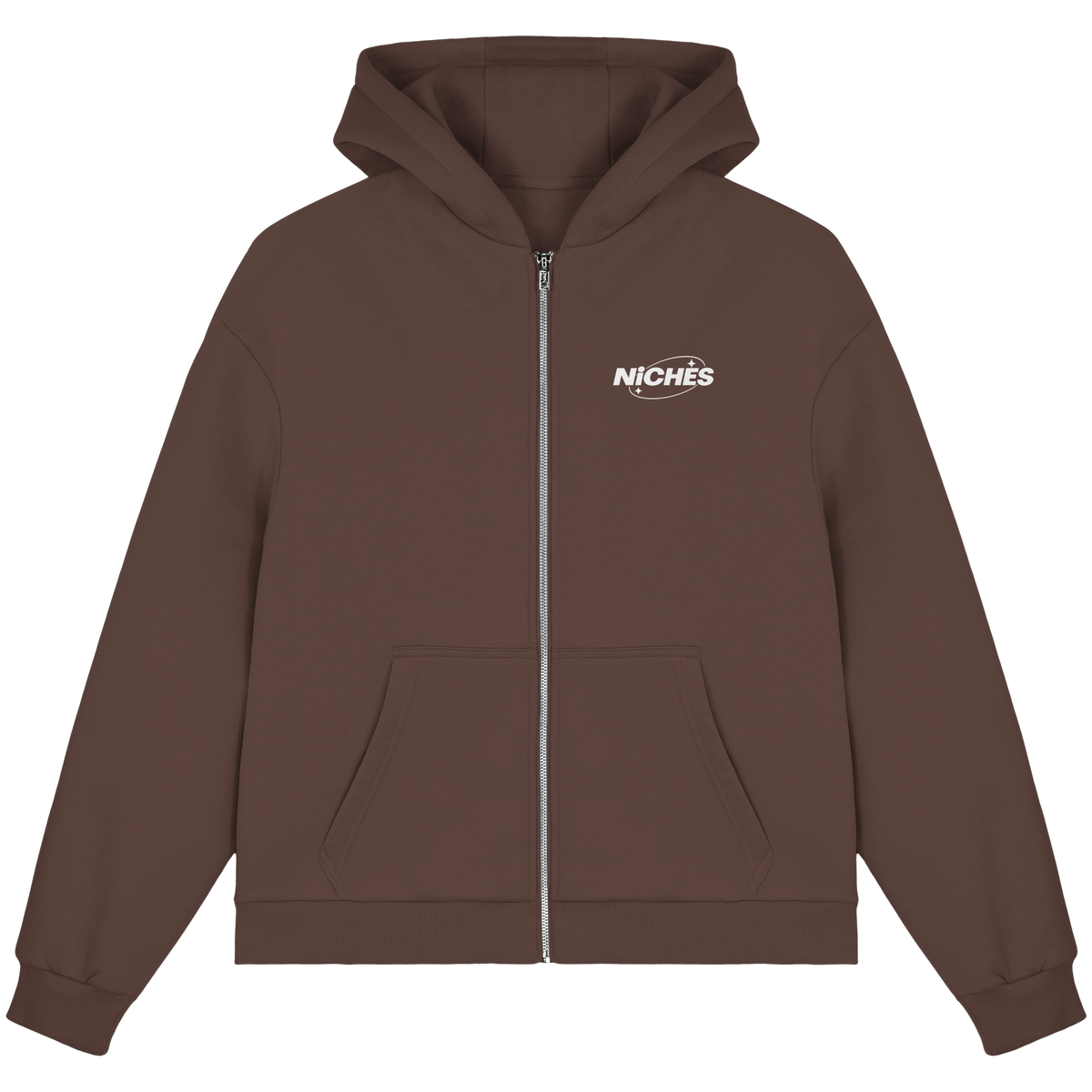 NiCHES - ESTILO BÁSICO - Sudadera con cremallera corte cuadrado y efecto afelpado