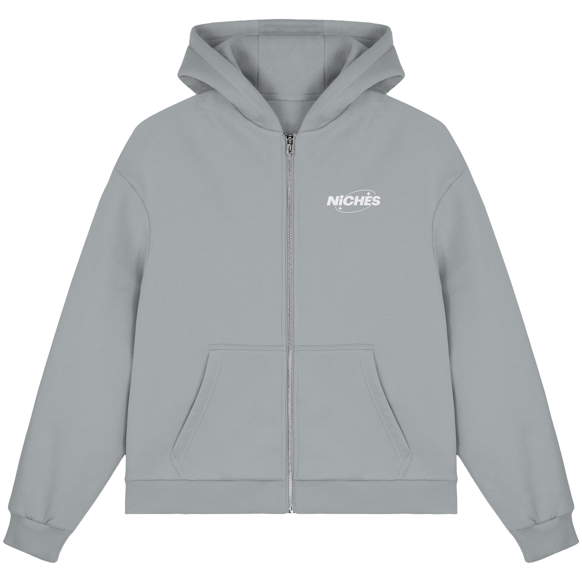 NiCHES - ESTILO BÁSICO - Sudadera con cremallera corte cuadrado y efecto afelpado