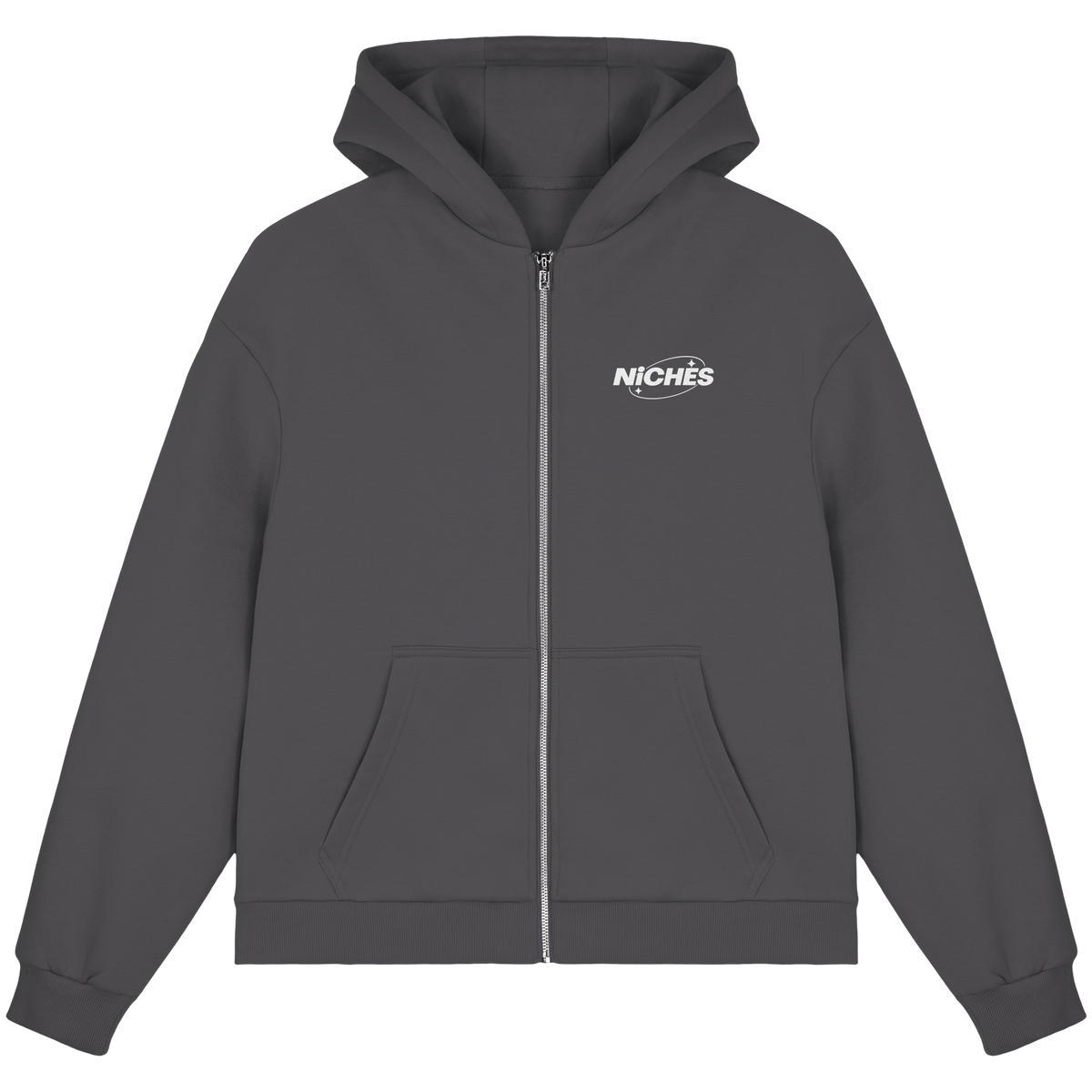 NiCHES - ESTILO BÁSICO - Sudadera con cremallera corte cuadrado y efecto afelpado