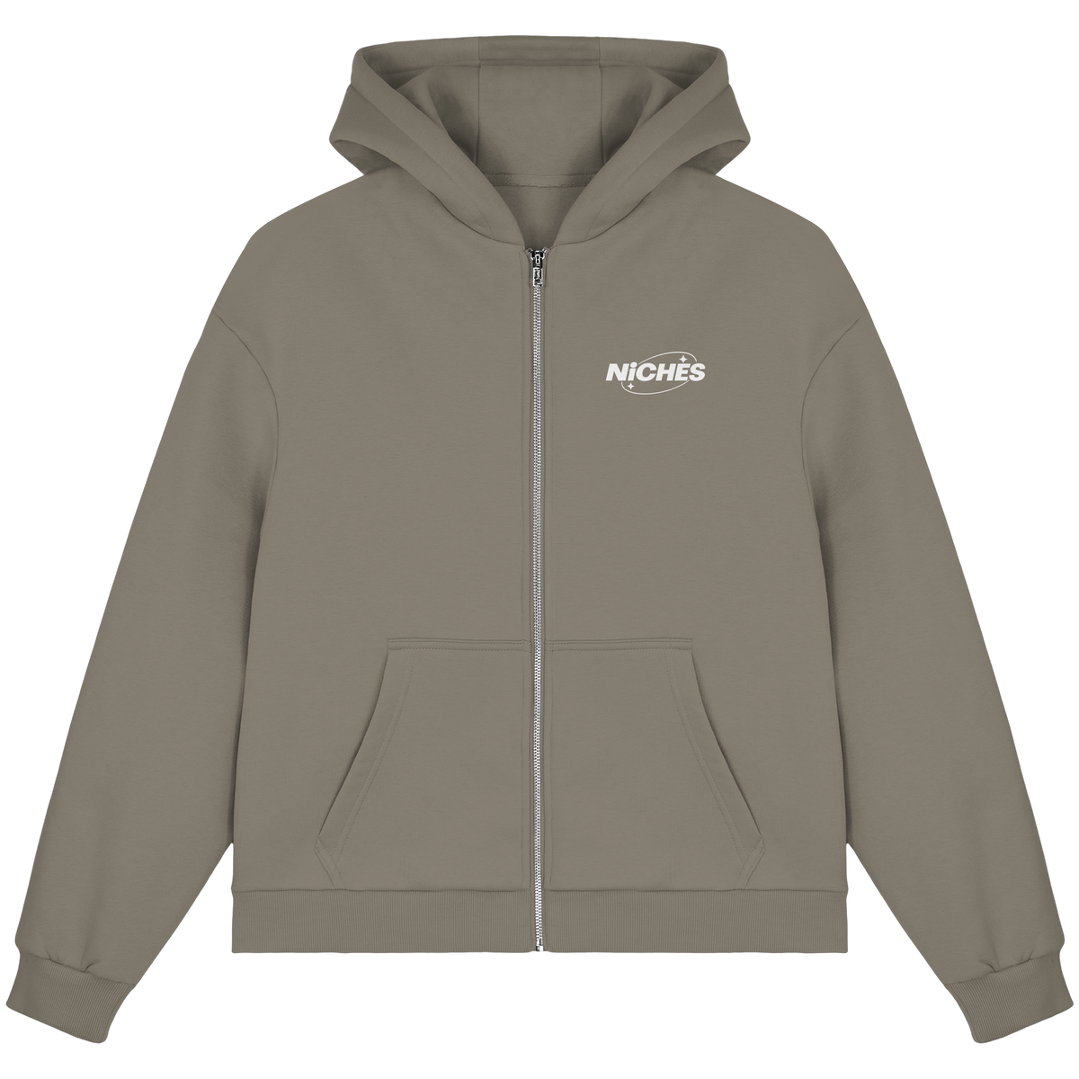 NiCHES - ESTILO BÁSICO - Sudadera con cremallera corte cuadrado y efecto afelpado
