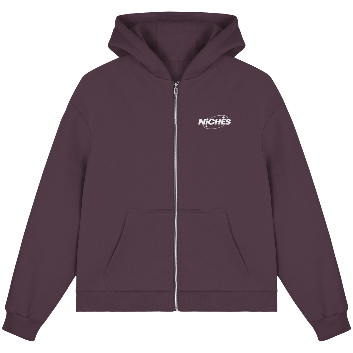 NiCHES - ESTILO BÁSICO - Sudadera con cremallera corte cuadrado y efecto afelpado