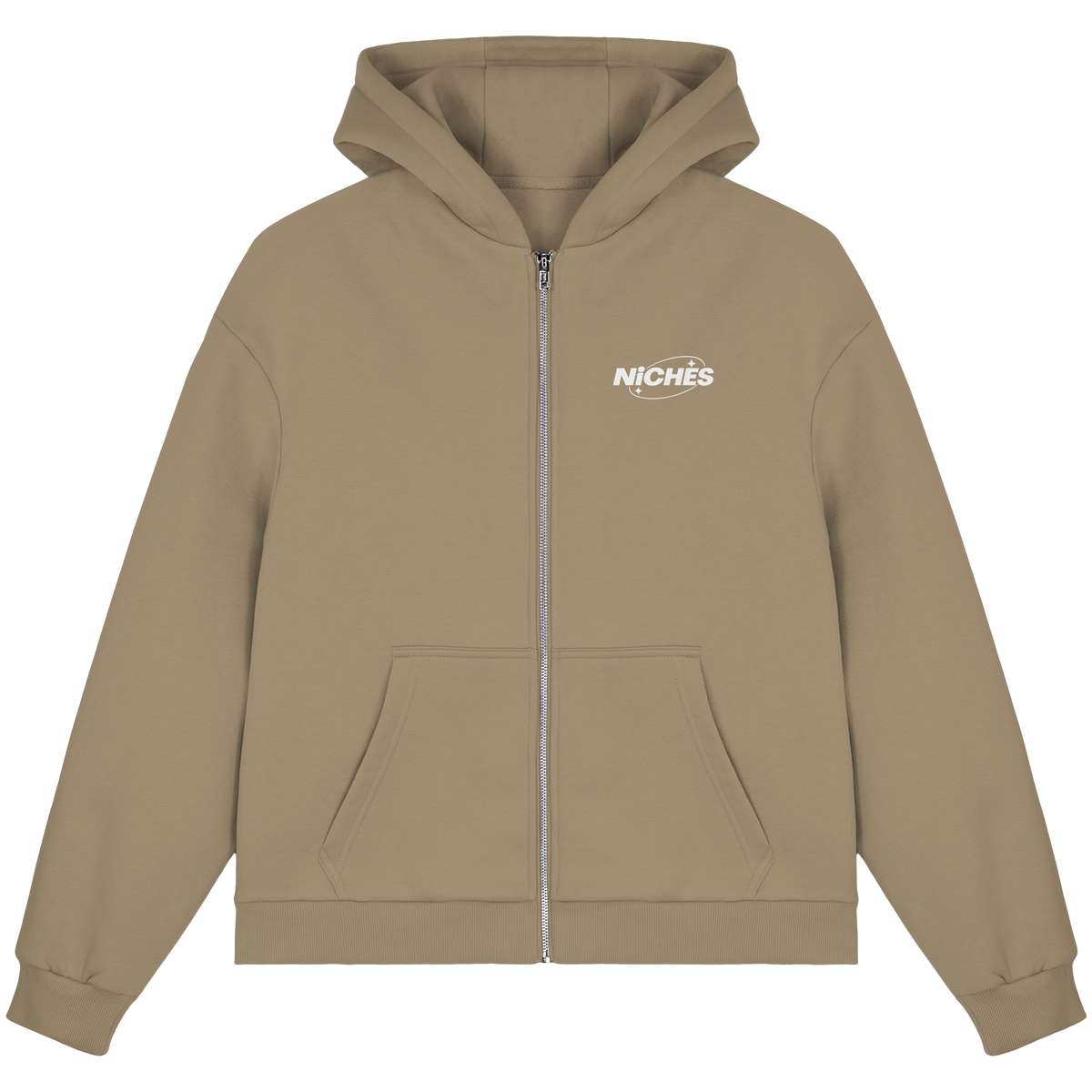 NiCHES - ESTILO BÁSICO - Sudadera con cremallera corte cuadrado y efecto afelpado