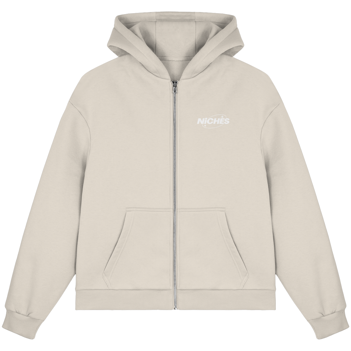 NiCHES - ESTILO BÁSICO - Sudadera con cremallera corte cuadrado y efecto afelpado