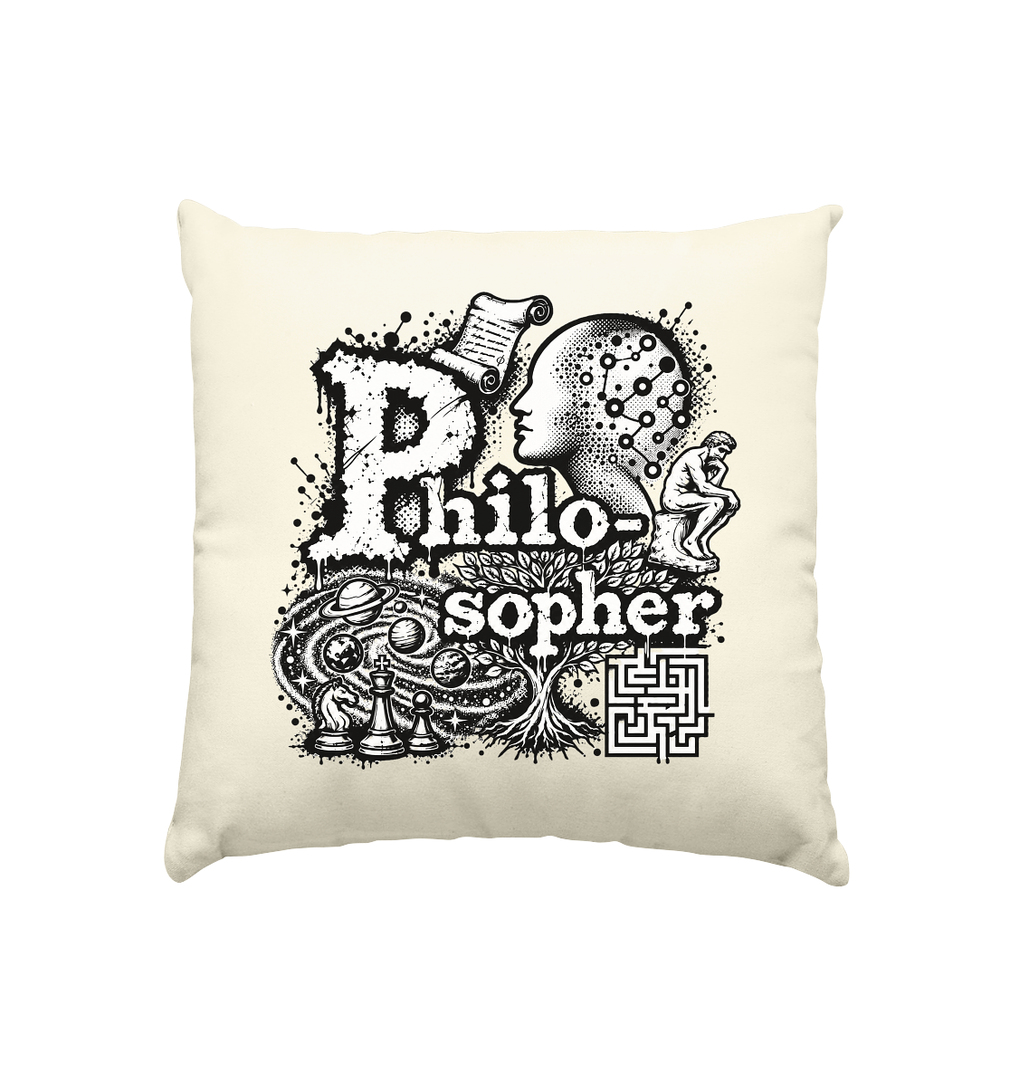 The Philosopher - Kissen natur 40x40cm