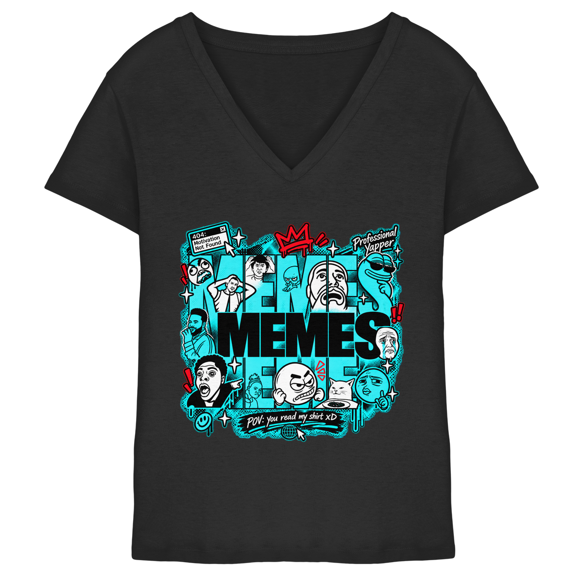 The Meme - T-shirt da donna con scollo a V