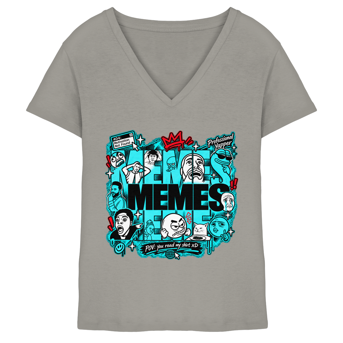 The Meme - T-shirt da donna con scollo a V