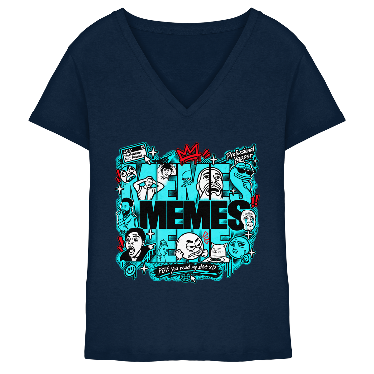 The Meme - T-shirt da donna con scollo a V