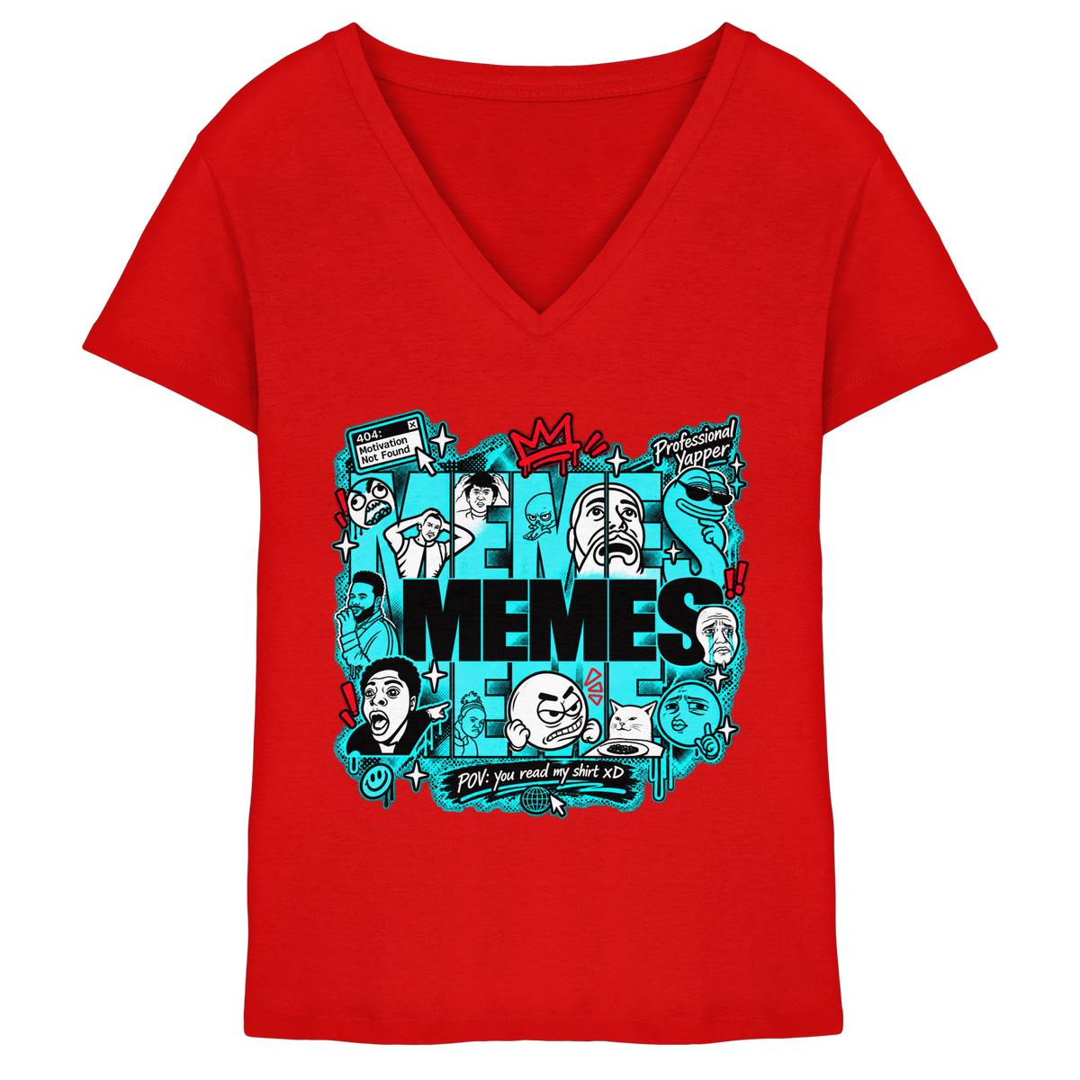 The Meme - T-shirt da donna con scollo a V