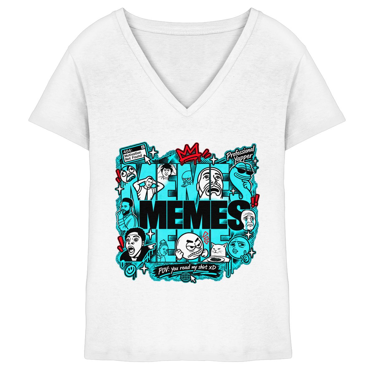 The Meme - T-shirt da donna con scollo a V