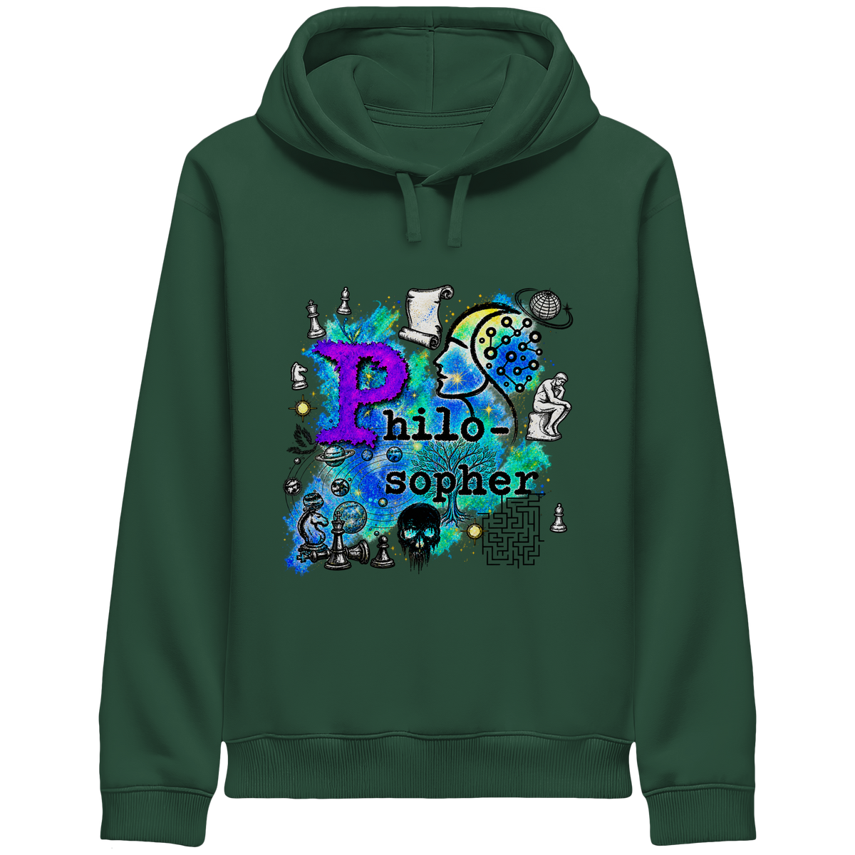 Der Philosoph – Bio-Kapuzenpullover mit seitlichen Eingrifftaschen