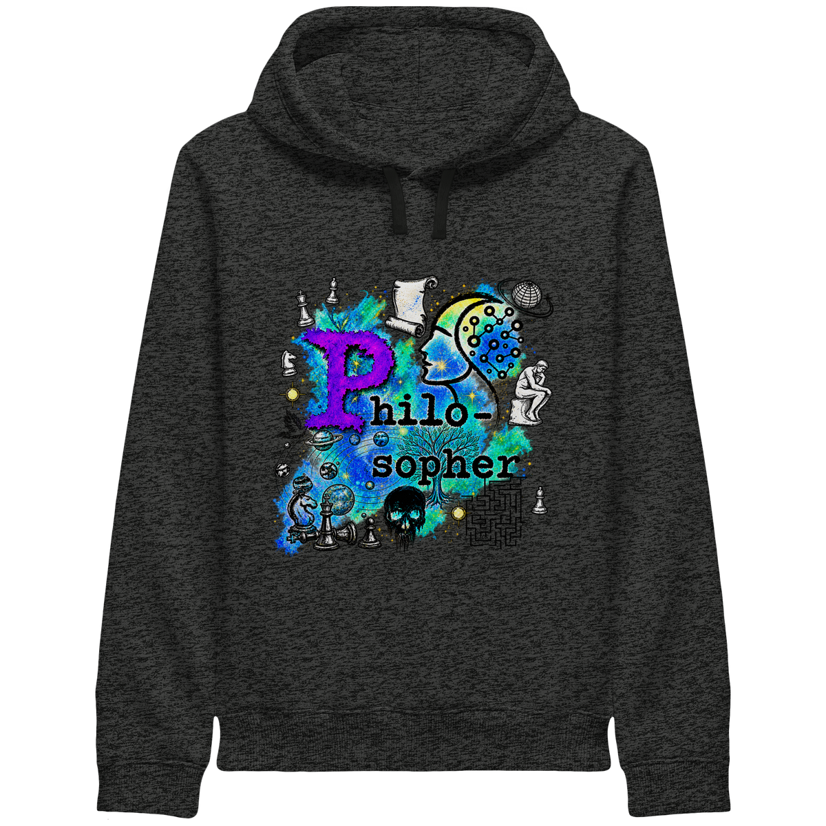 Der Philosoph – Bio-Kapuzenpullover mit seitlichen Eingrifftaschen