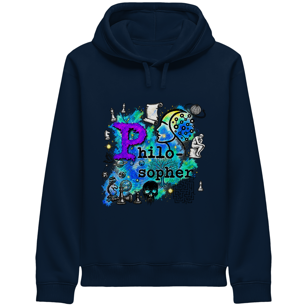 Der Philosoph – Bio-Kapuzenpullover mit seitlichen Eingrifftaschen