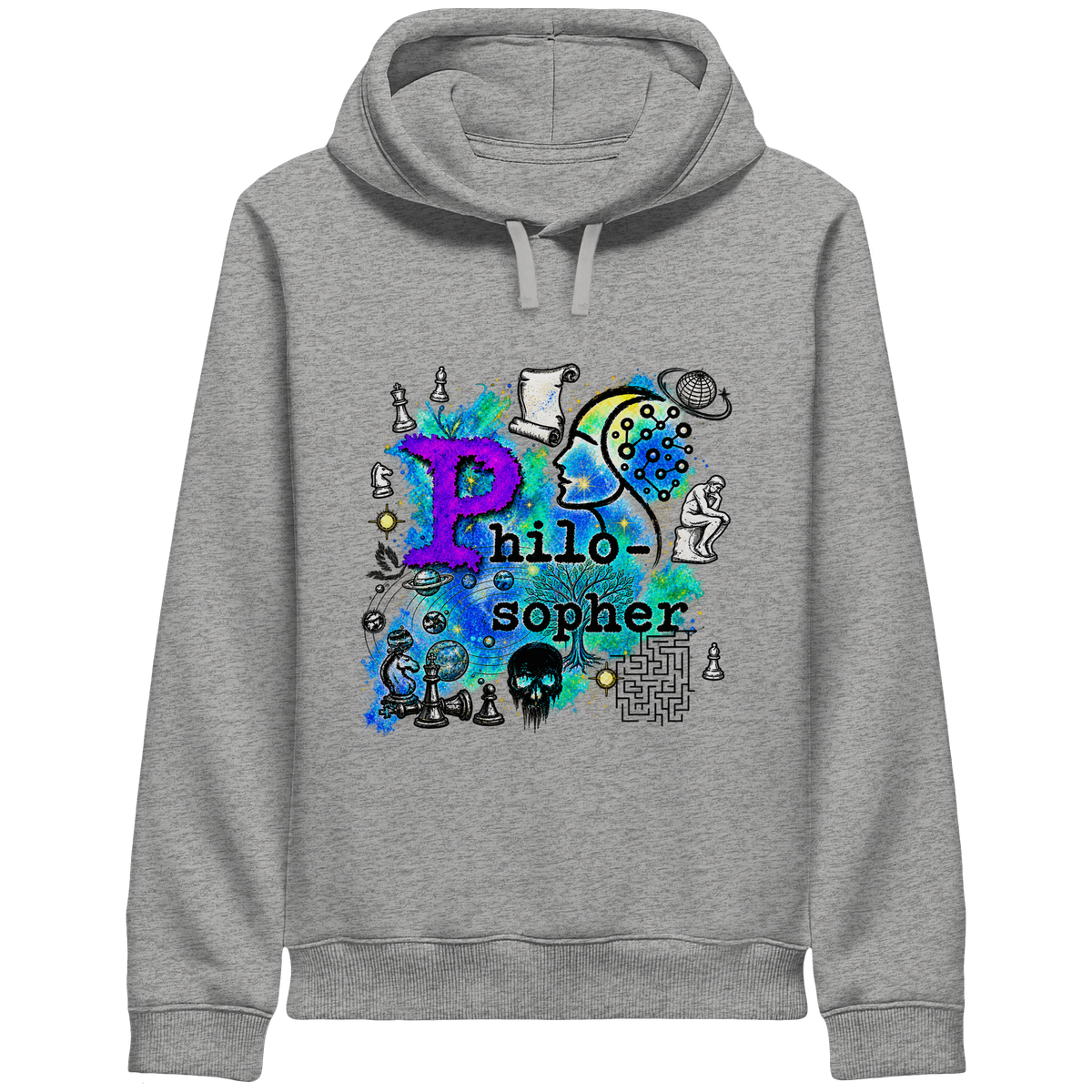 Der Philosoph – Bio-Kapuzenpullover mit seitlichen Eingrifftaschen