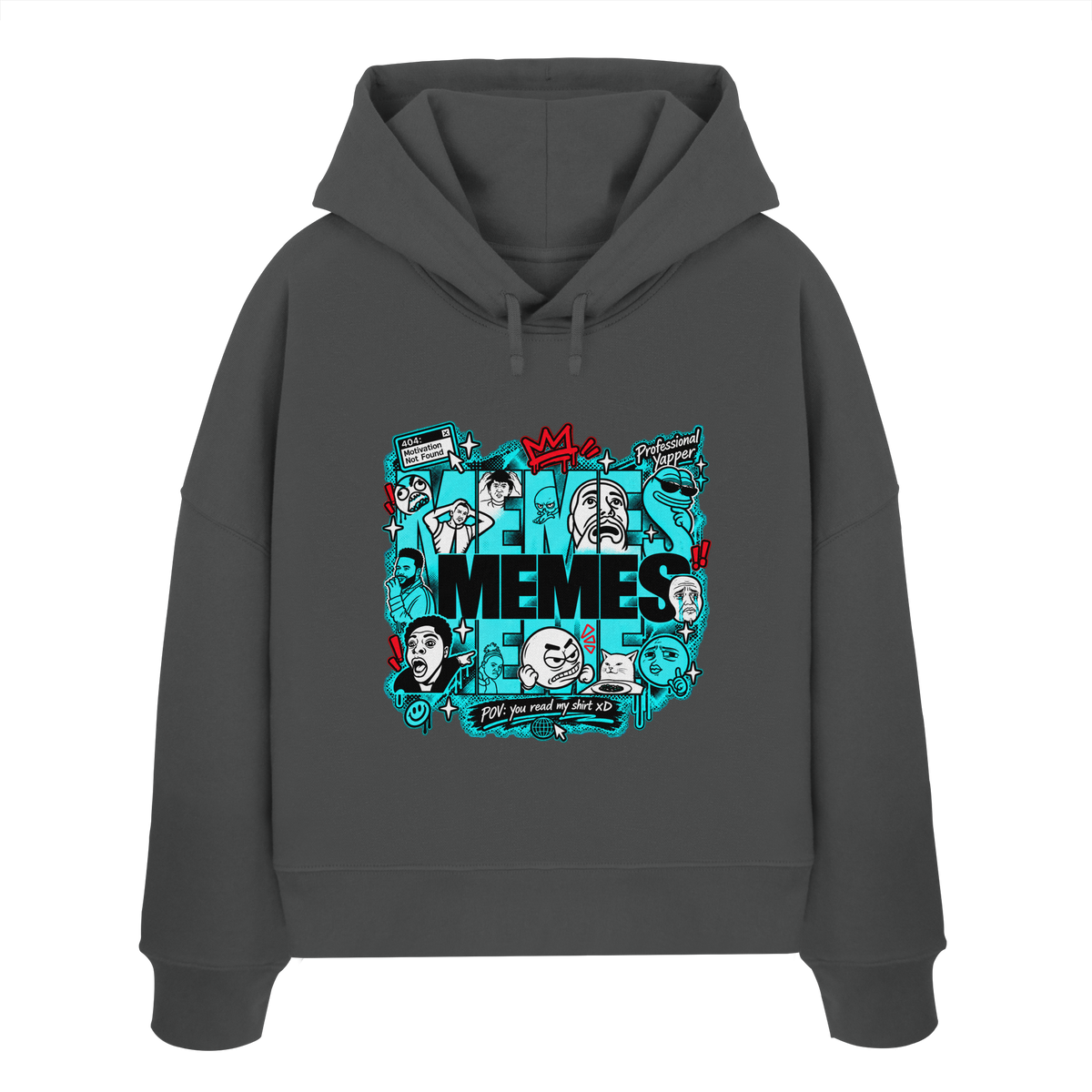 The Meme - Kadın Organik Boxcut Kapüşonlu Sweatshirt