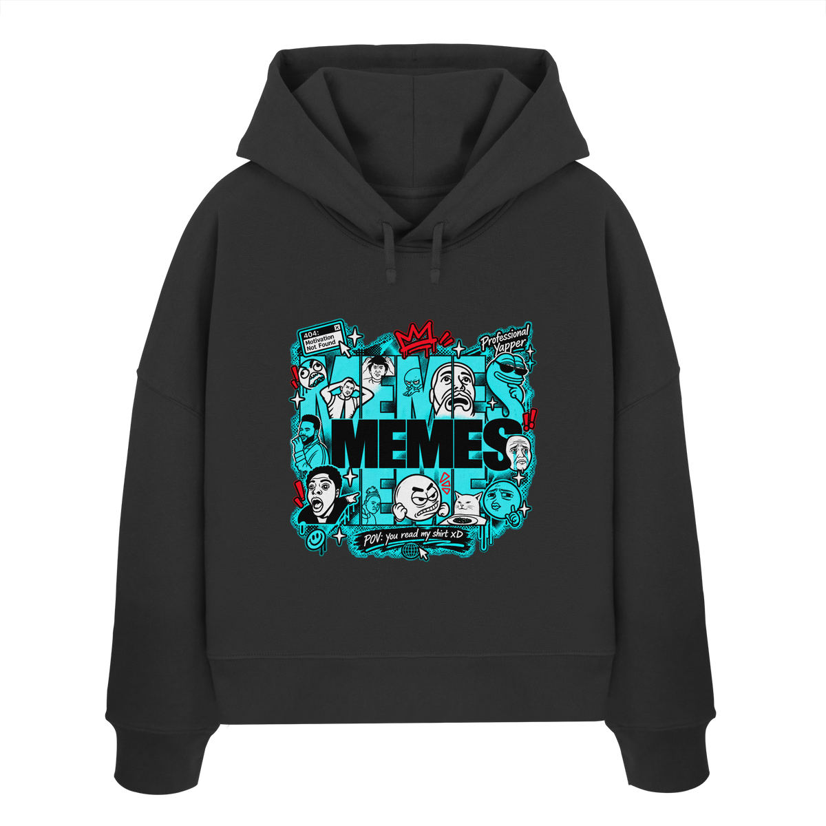 The Meme - Kadın Organik Boxcut Kapüşonlu Sweatshirt