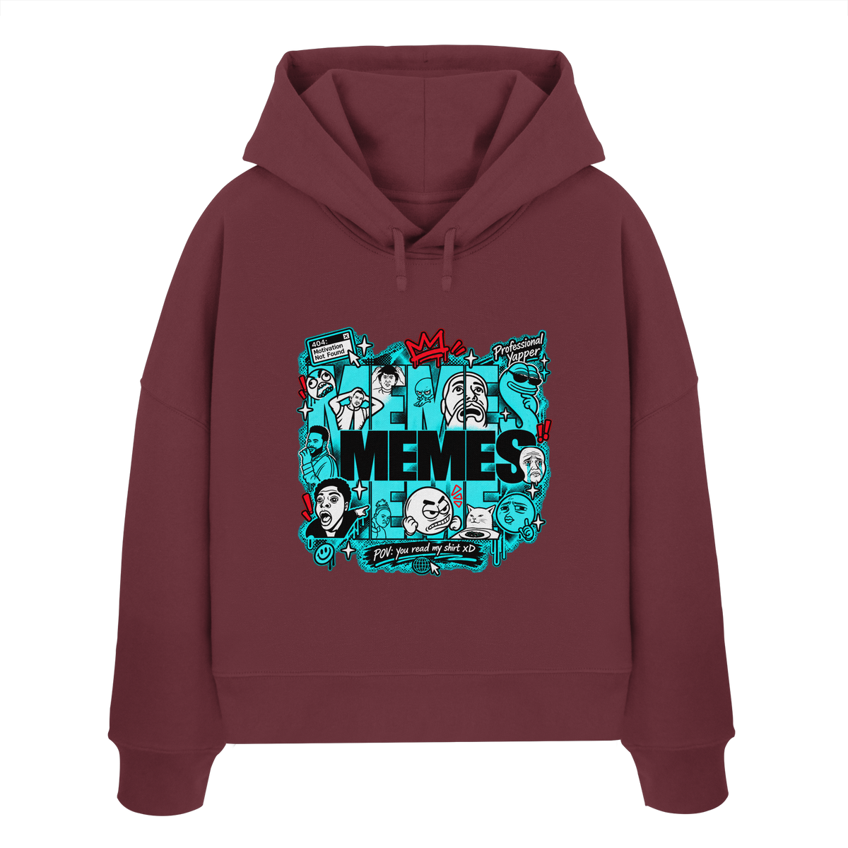The Meme - Kadın Organik Boxcut Kapüşonlu Sweatshirt
