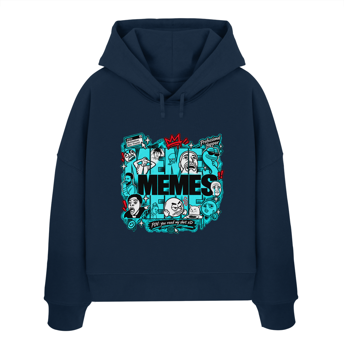 The Meme - Kadın Organik Boxcut Kapüşonlu Sweatshirt