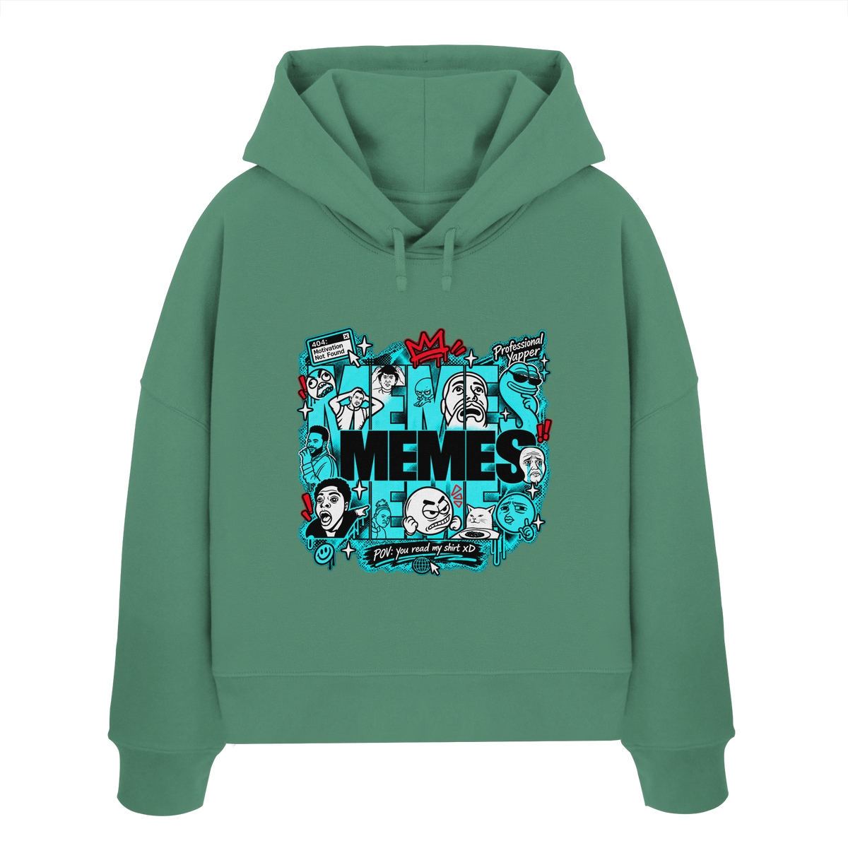 The Meme - Kadın Organik Boxcut Kapüşonlu Sweatshirt
