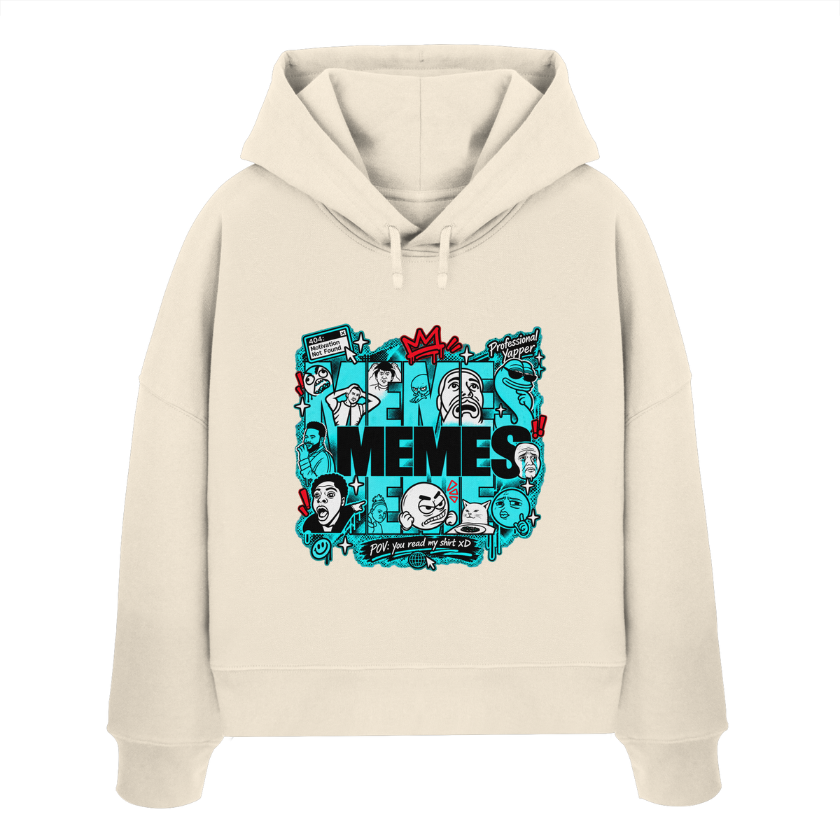 The Meme - Kadın Organik Boxcut Kapüşonlu Sweatshirt
