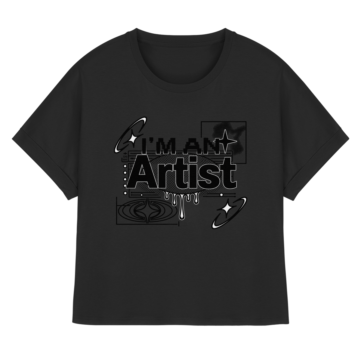 The Artist BASiCS - T-shirt da donna in cotone biologico con maniche a giro