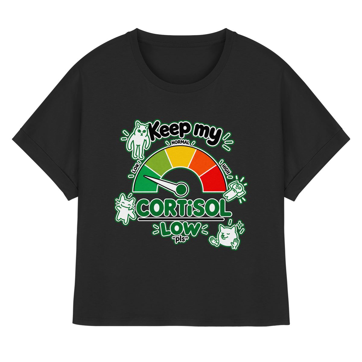 low CORTiSOL - T-shirt biologica da donna con maniche arrotolate