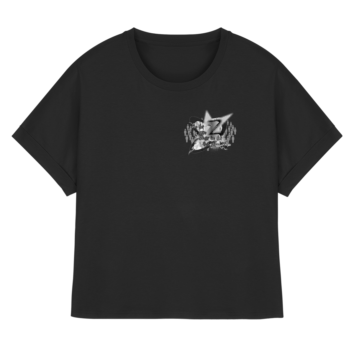 The Rebellion Z BASiCS - T-shirt da donna biologica con maniche con risvolto