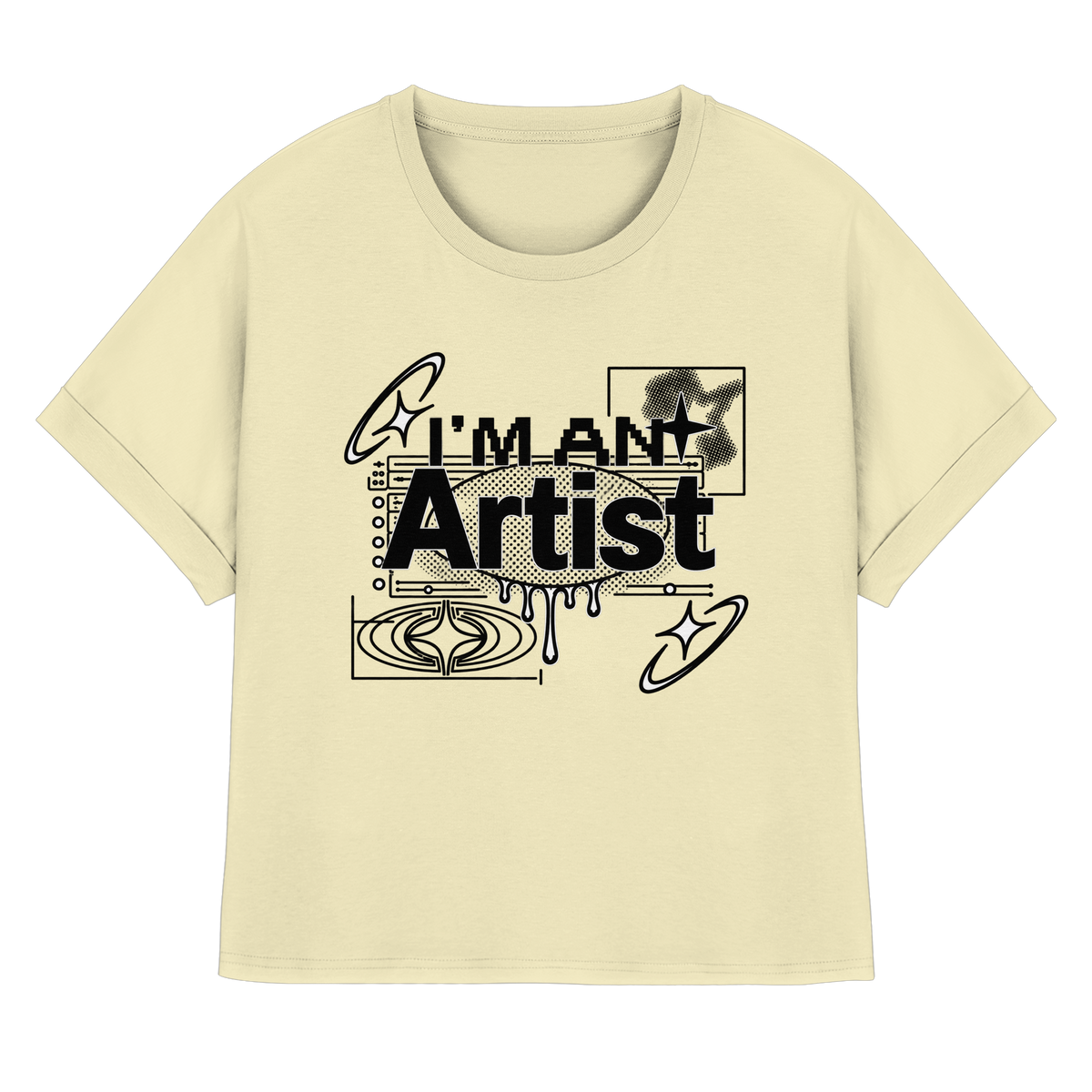 The Artist BASiCS - T-shirt da donna in cotone biologico con maniche a giro