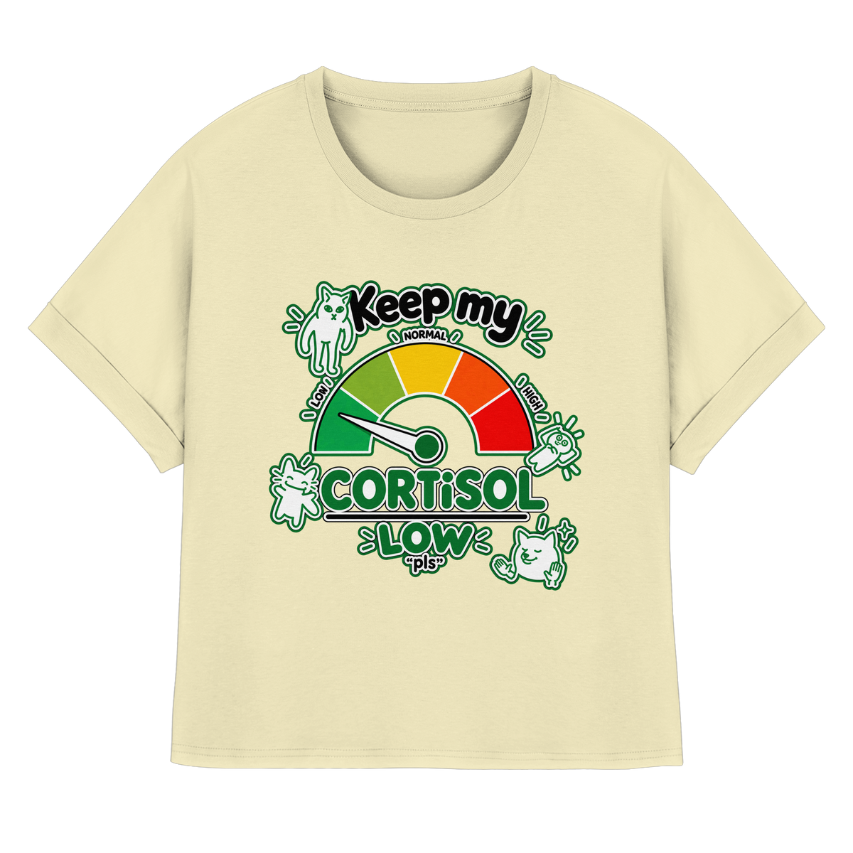 low CORTiSOL - T-shirt biologica da donna con maniche arrotolate