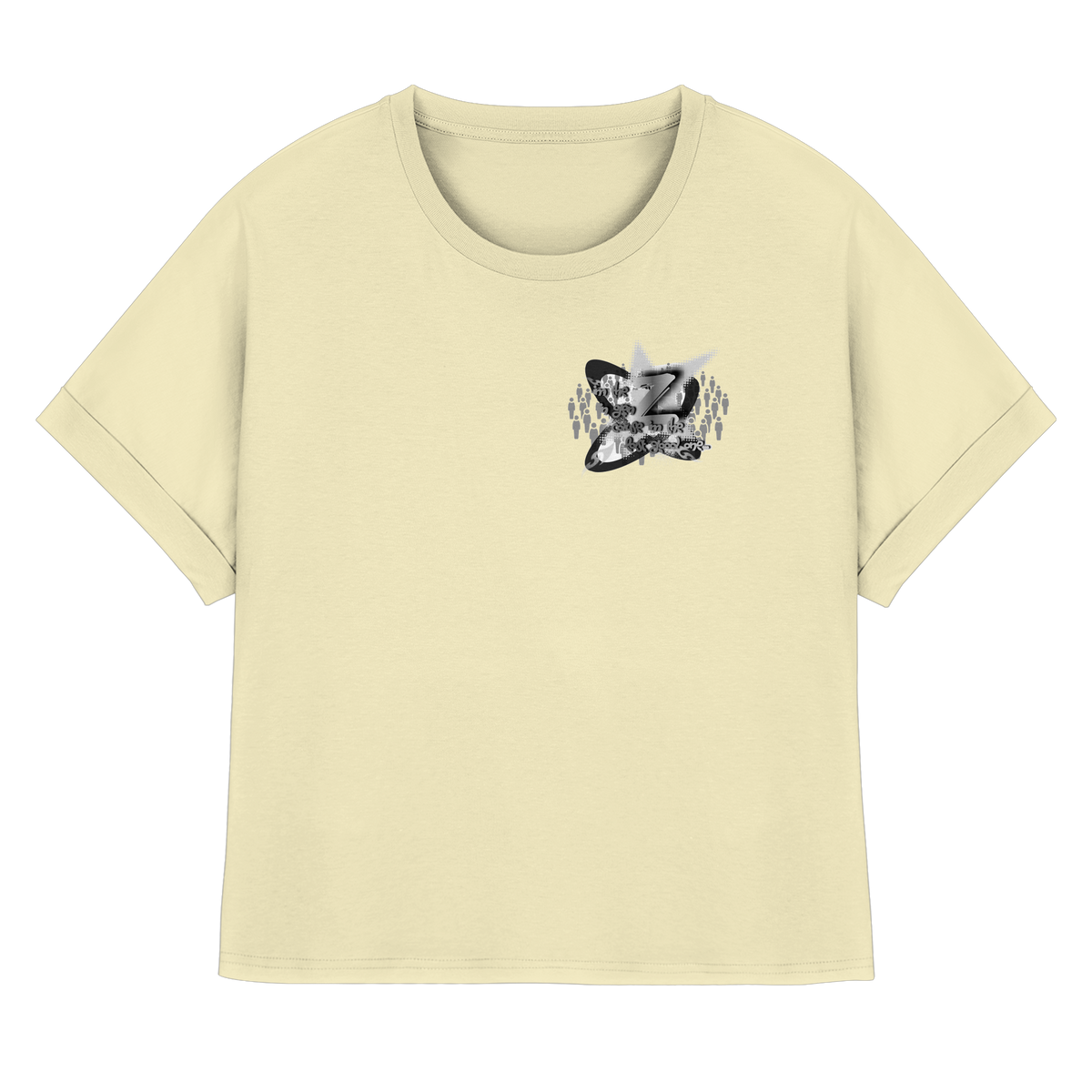 The Rebellion Z BASiCS - T-shirt da donna biologica con maniche con risvolto