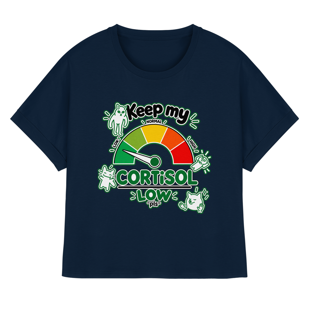 low CORTiSOL - T-shirt biologica da donna con maniche arrotolate