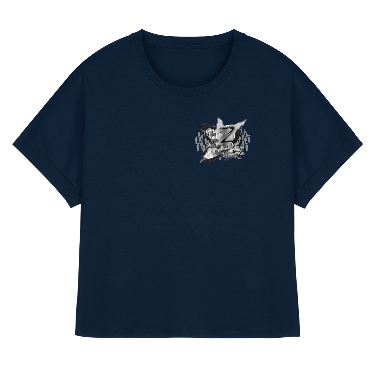 The Rebellion Z BASiCS - T-shirt da donna biologica con maniche con risvolto