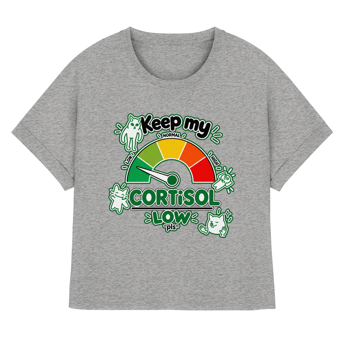 low CORTiSOL - T-shirt biologica da donna con maniche arrotolate