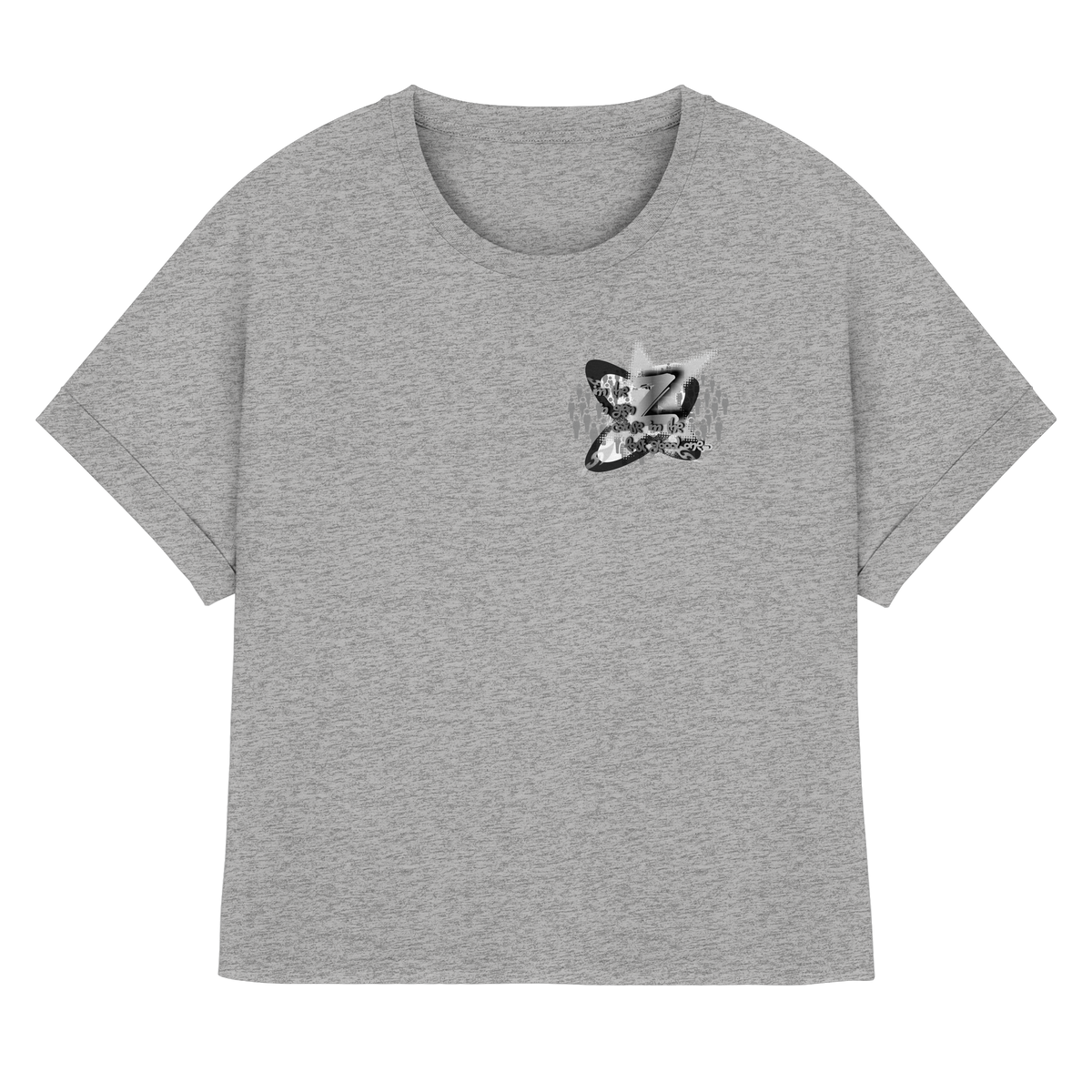 The Rebellion Z BASiCS - T-shirt da donna biologica con maniche con risvolto