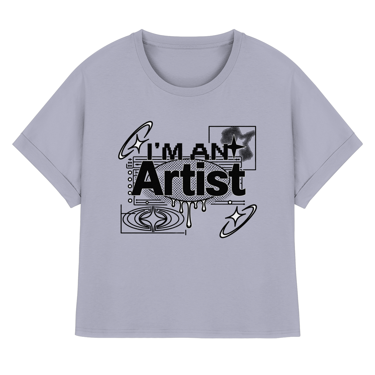 The Artist BASiCS - T-shirt da donna in cotone biologico con maniche a giro