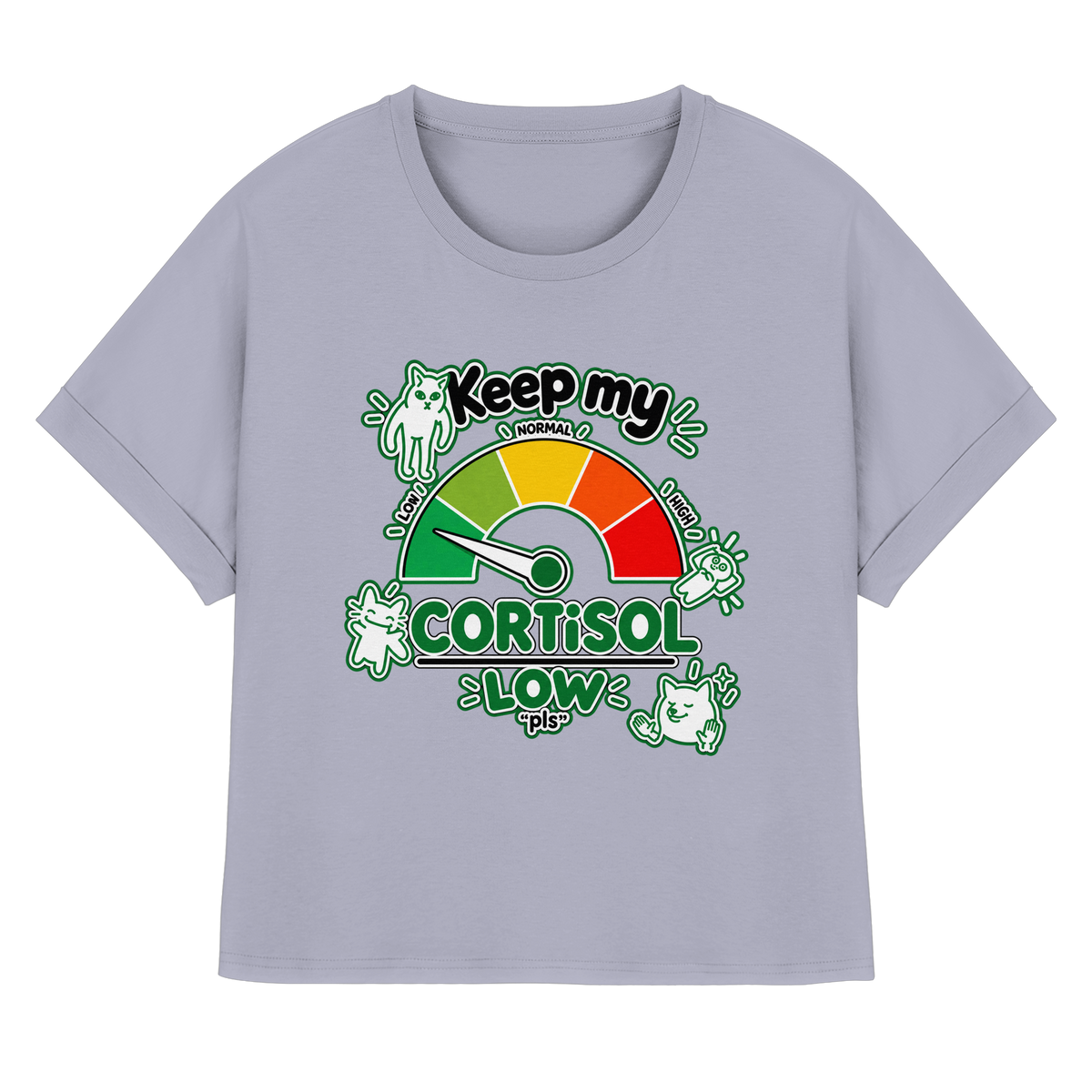 low CORTiSOL - T-shirt biologica da donna con maniche arrotolate