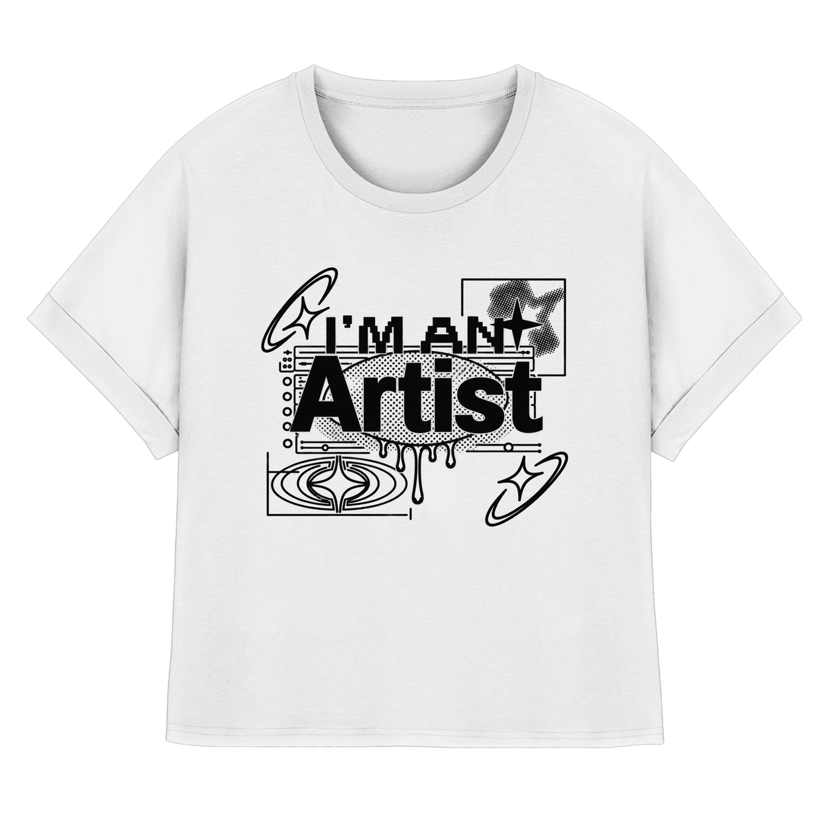 The Artist BASiCS - T-shirt da donna in cotone biologico con maniche a giro