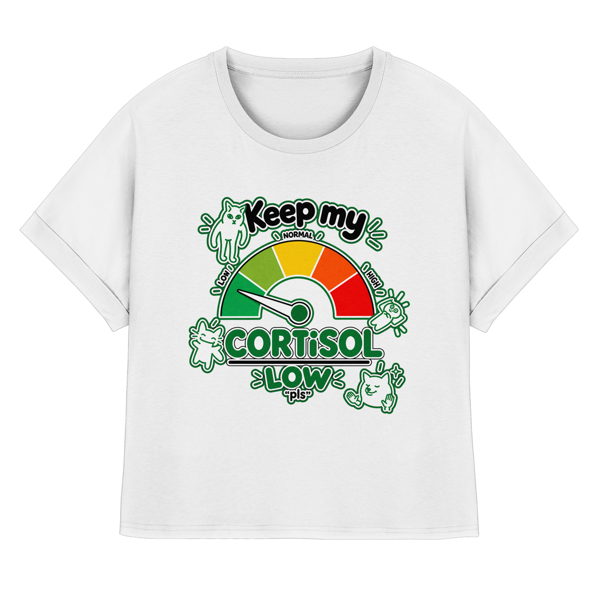 low CORTiSOL - T-shirt biologica da donna con maniche arrotolate